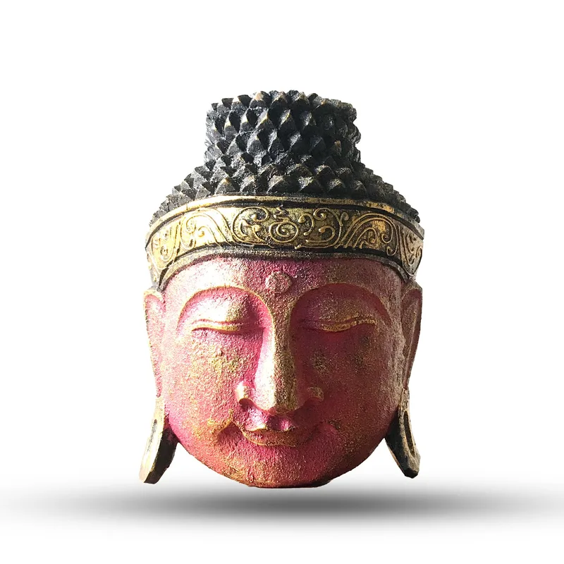 Home Decoration Buddha Head 25cm Red Shine Finish