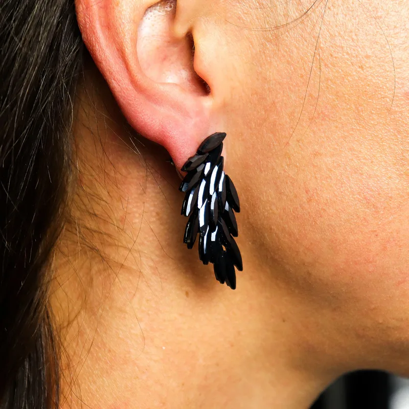 Jet Nero - Vintage Glass - Angel Wings - Earrings — foto 5