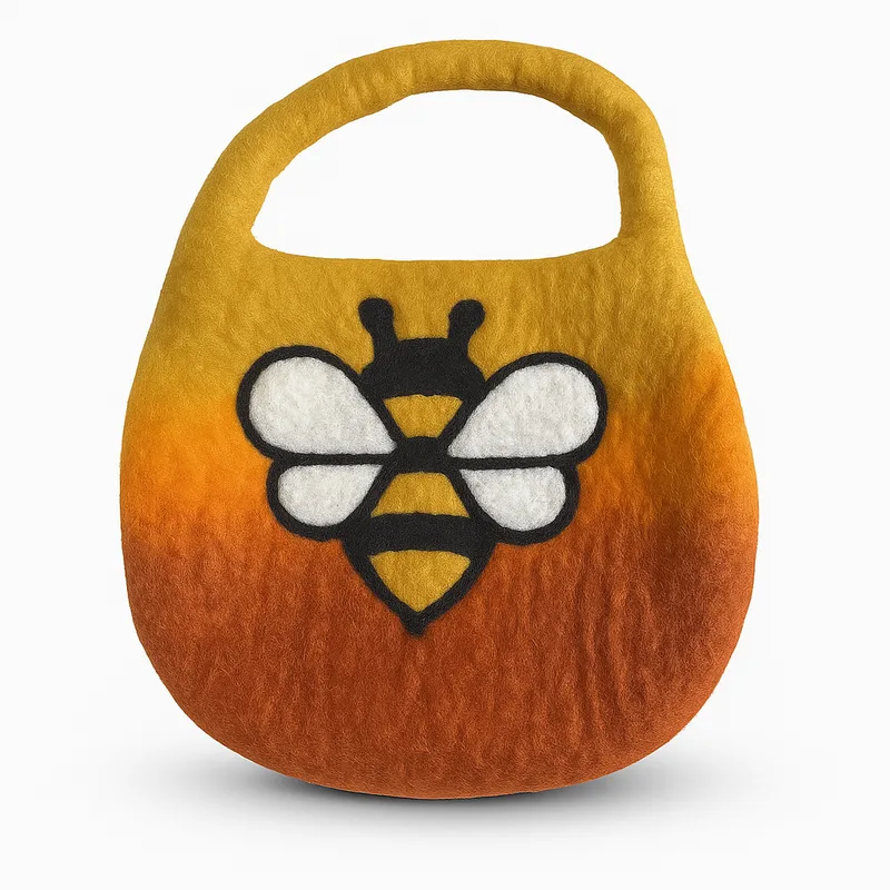 Water Felted Bee Bag One Handle with Magnet Sunrise Arancia