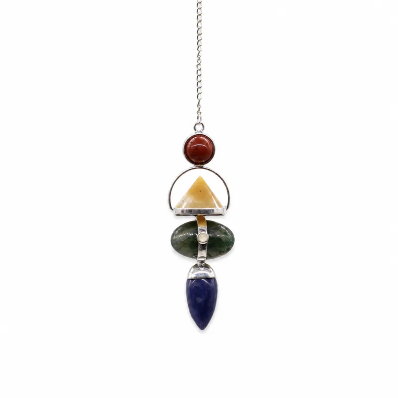 Four Elements Gemstone Pendulum Red Jasper, Yellow Aventurine, Moss Agate, Sodalite & Moonstone — foto 1