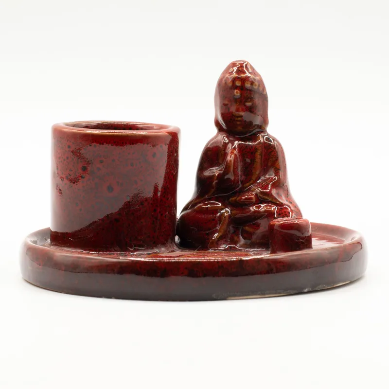 Multi Purpose Buddha Incenso Plate Ceramic Soft Red — foto 4