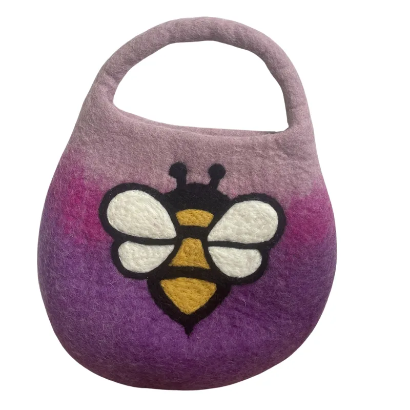 Water Felted Bee Bag One Handle with Magnet Lavanda Shades — foto 4