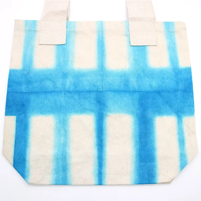 Naturale Tye-Dye Cotton Bag 38x42x12cm Sky Blu Blocks Naturale Handle — foto 2