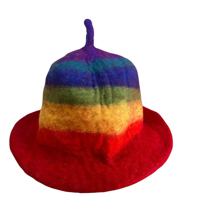 Felted Sauna Bowl Hat Rainbow — foto 1
