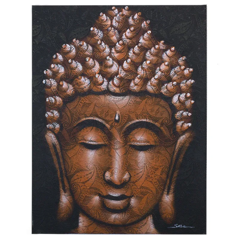 Buddah Painting Copper Brocade Detail
