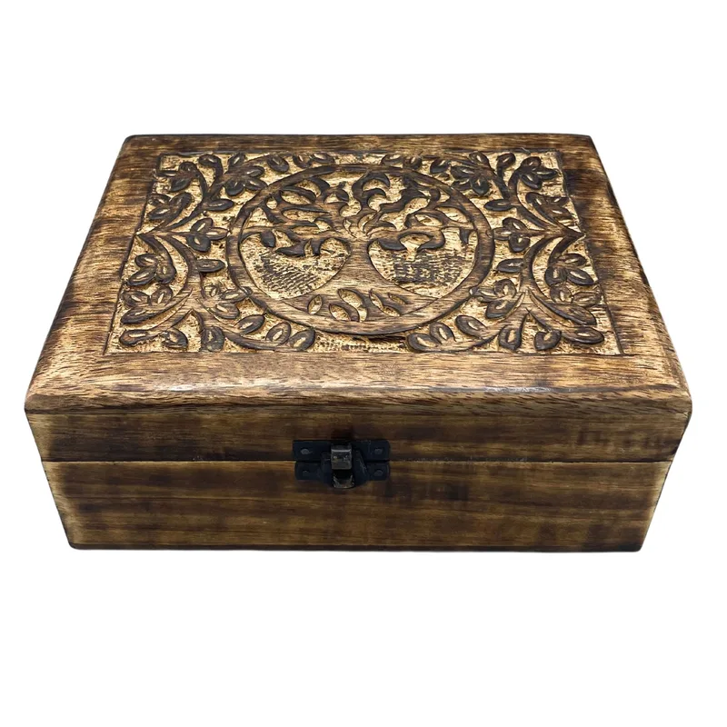Large Wooden Keepsake Scatola 20x15x7.5cm - Albero of Life