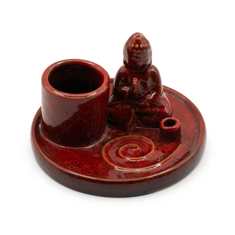 Multi Purpose Buddha Incenso Plate Ceramic Soft Red — foto 5