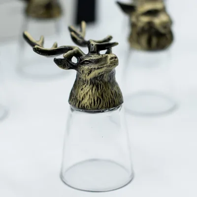 Gift Set of 12 Bottom Up Shot Glasses (25ml) - Forest & Mystical Creatures - Antique Bronze — foto 1