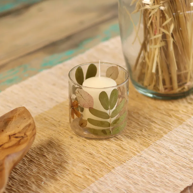 Naturale Floral Glass - Straight Candela Porta - Primavera - (8x8cm) — foto 2