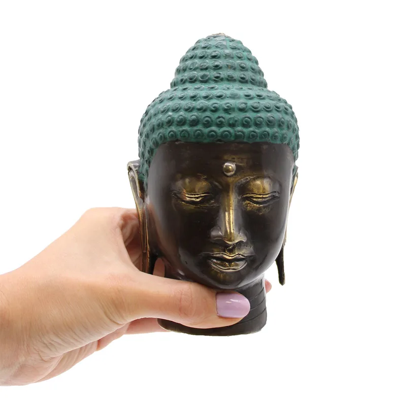 Large Antique Brass Buddha Head — foto 3