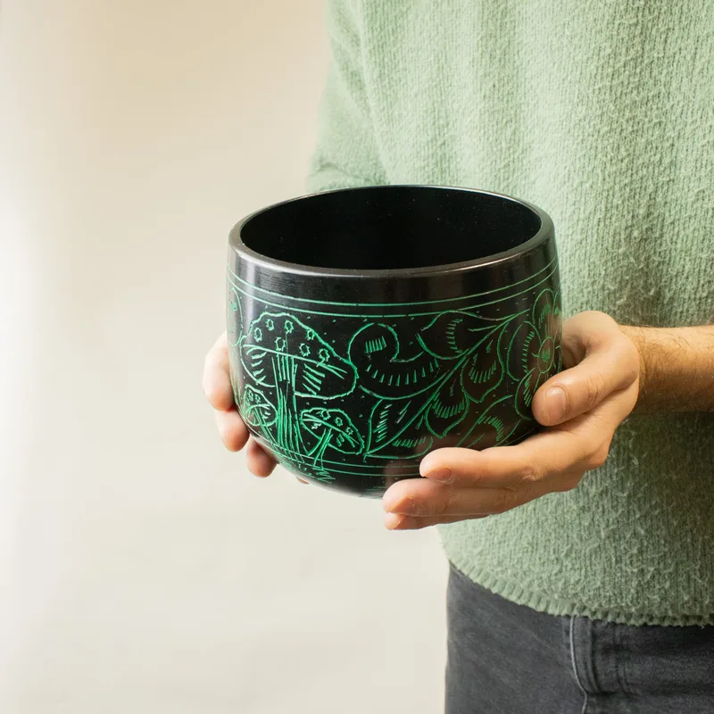 Cauldron Singing Bowl Magic Mushroom Verde — foto 4