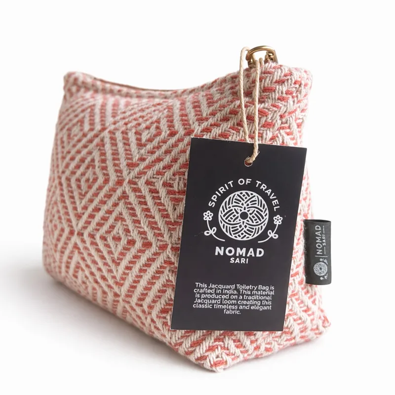 Nomad Sari Indian Jacquard Toiletry Bag Coral Maze — foto 6