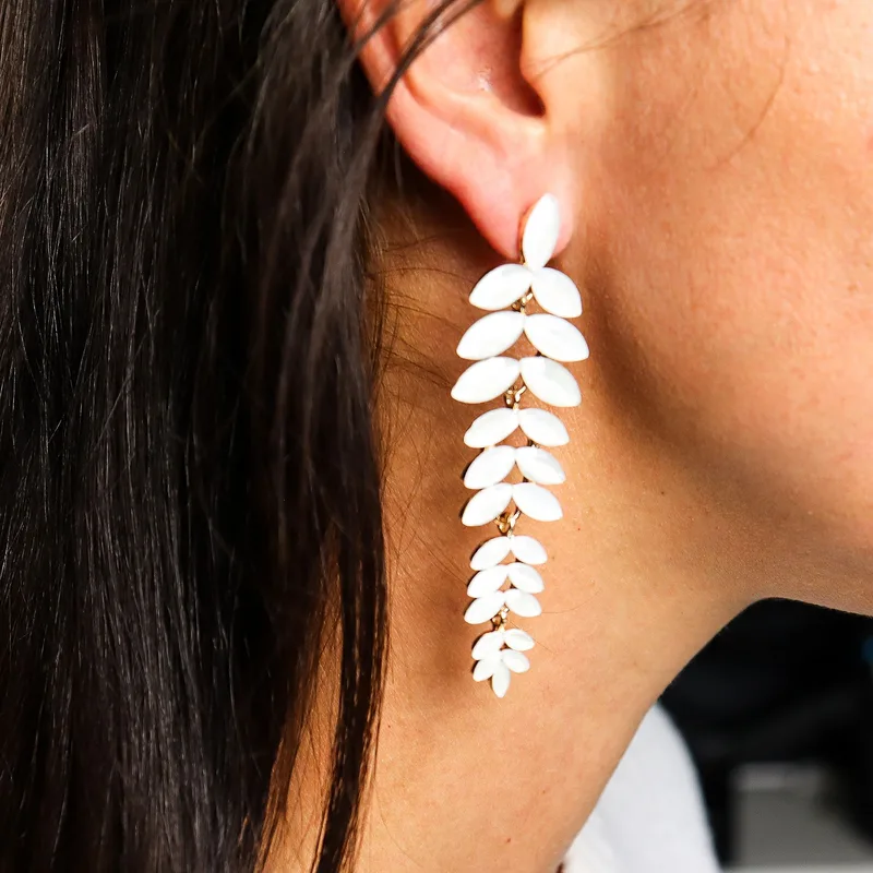 Pearl Vintage Glass Long Drop Earrings — foto 3