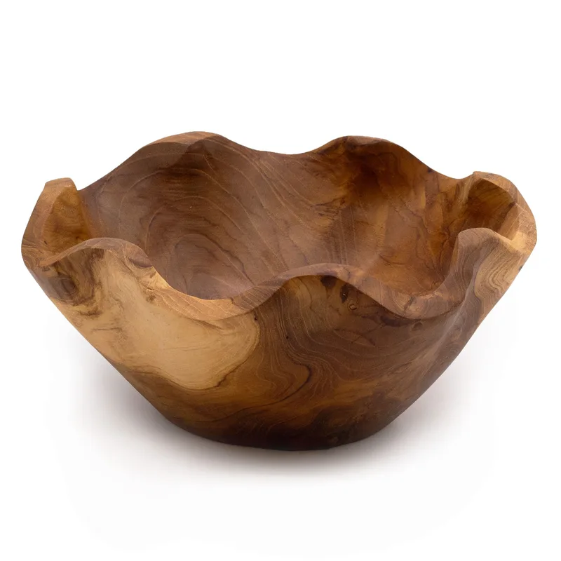 Medium Smooth Teakwood Fruit Bowl 21x9cm