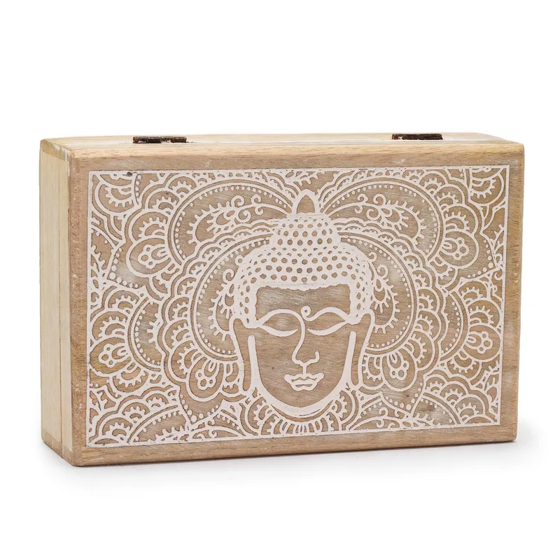Big Rectangle Scatola 21.5x14x6.3cm Buddha Face Whitewash — foto 1