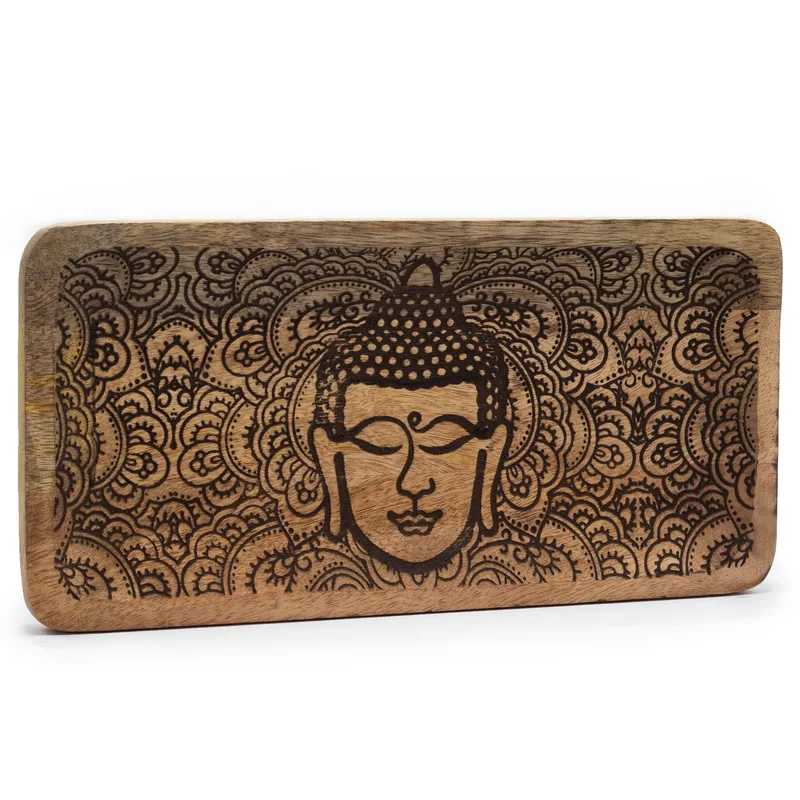 Long Tray 30x15x2.5cm Buddha Face Nero Engraved