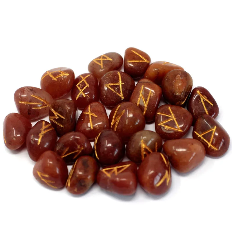 Runes Stone Set in Pouch Red Aventurine — foto 1