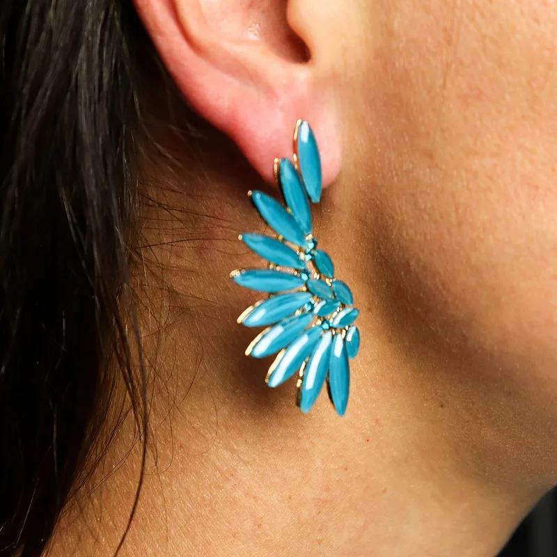 Teal Verde - Vintage Glass - Angel Wings - Earrings — foto 4