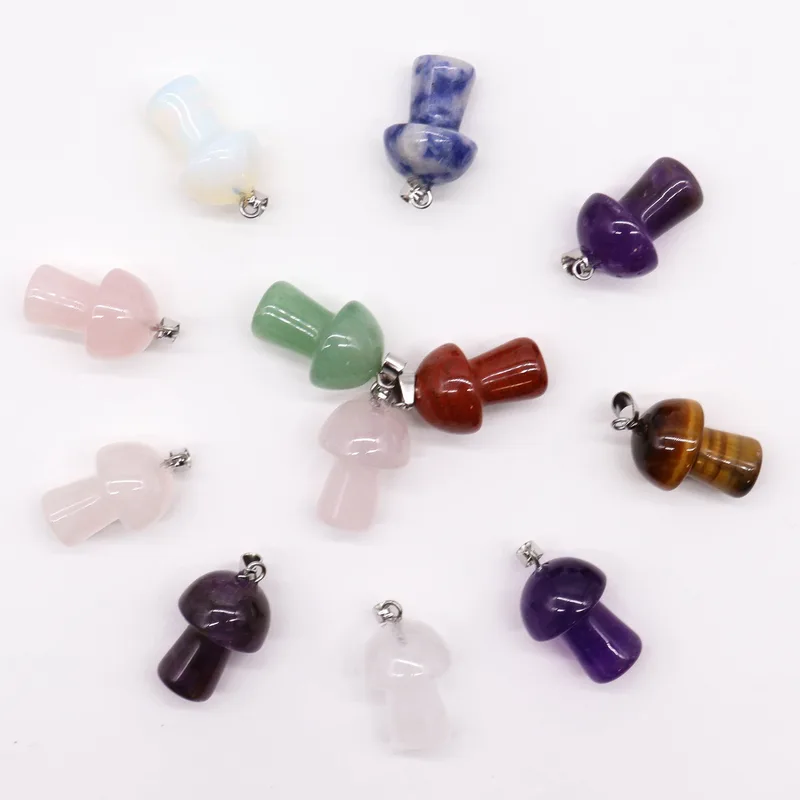 Gemstone Mushrooms Pendants 20x15mm