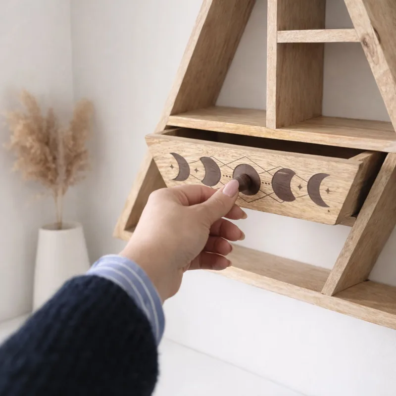 Triangle Shaped Wall Shelf with Drawer — foto 1
