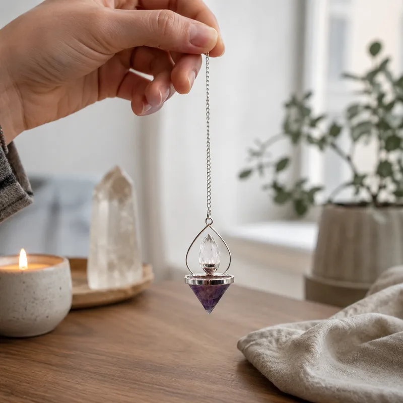 Gemstone Lantern of Life Pendulum Amethyst & Rock Quartz — foto 2