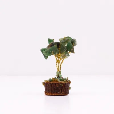 Mini Gemstone Trees On Legno Base - Verde Aventurine (15 stones) — foto 2