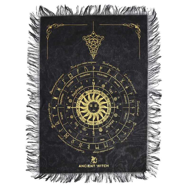 Ancient Witch Pendulum Divination Cloth - Sun Face - Nero & Oro — foto 1