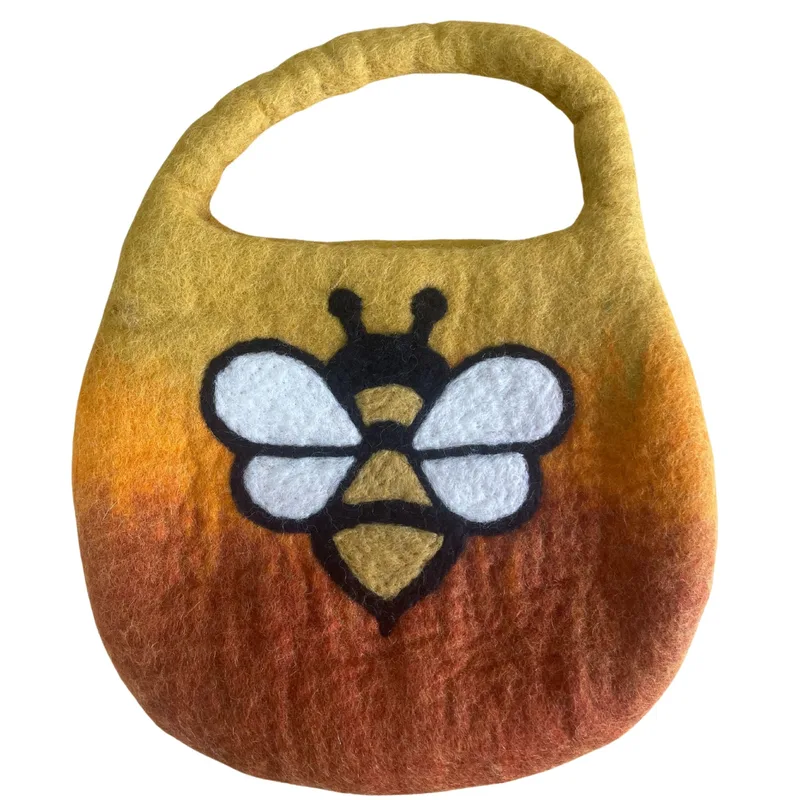 Water Felted Bee Bag One Handle with Magnet Sunrise Arancia — foto 2