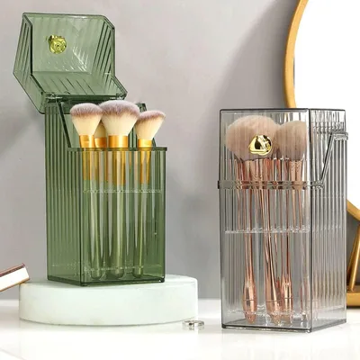 Organizer per Pennelli Make-up con Coperchio, Organizzatore per Trucchi da Scrivania, Contenitore di Stoccaggio per Pennelli per Trucchi Antigetto