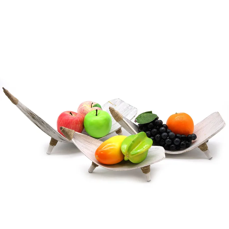 Coconut Leaf Fruit Bowl Set Whitewash