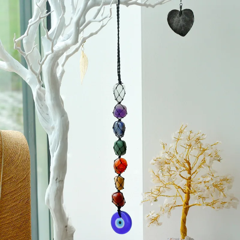 Hanging Chakra Stone Pendant Evil Eye