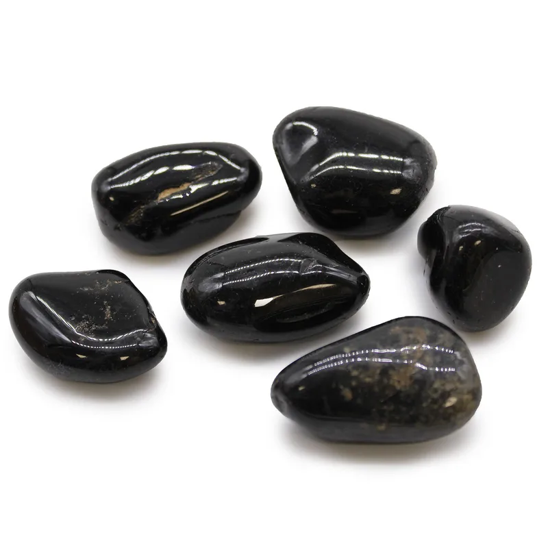 Bag of 6 Large African Tumble Stones - Nero Onyx