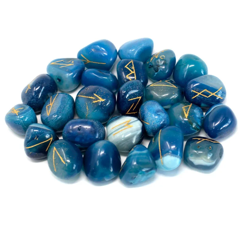 Runes Stone Set in Pouch Blu Onyx — foto 1