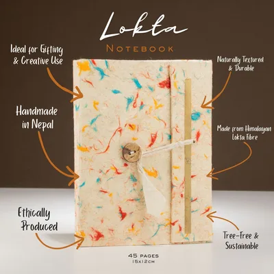 Med Lokta Mixed Colour Cotton Notebook Lrg (15x12cm) - 45 leafs — foto 1
