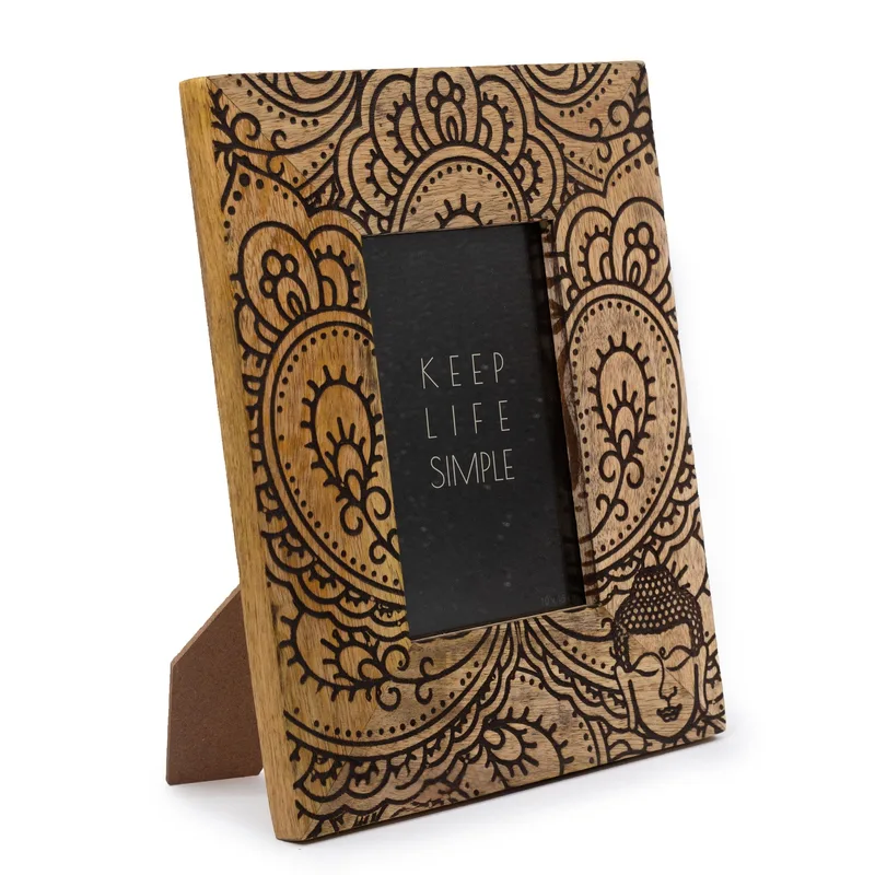 Med Mango Legno Picture Framel 26x20x2cm Buddha Nero