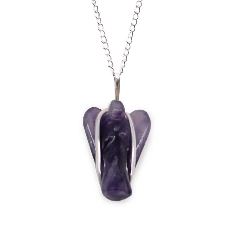 Gemstone Guardian Angel Pendant Amethyst