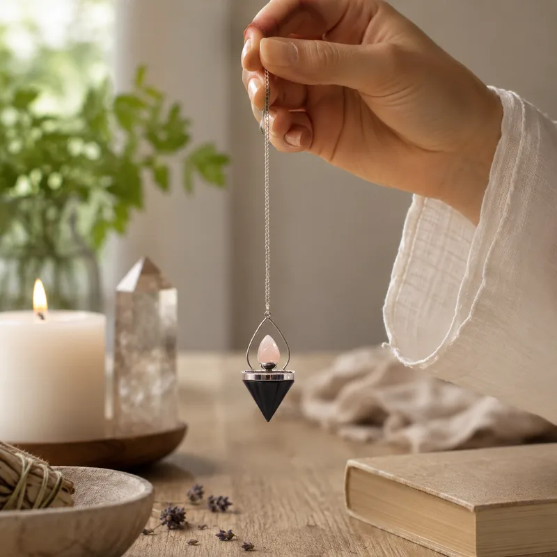 Gemstone Lantern of Life Pendulum Nero Agate & Rosa Quartz — foto 2