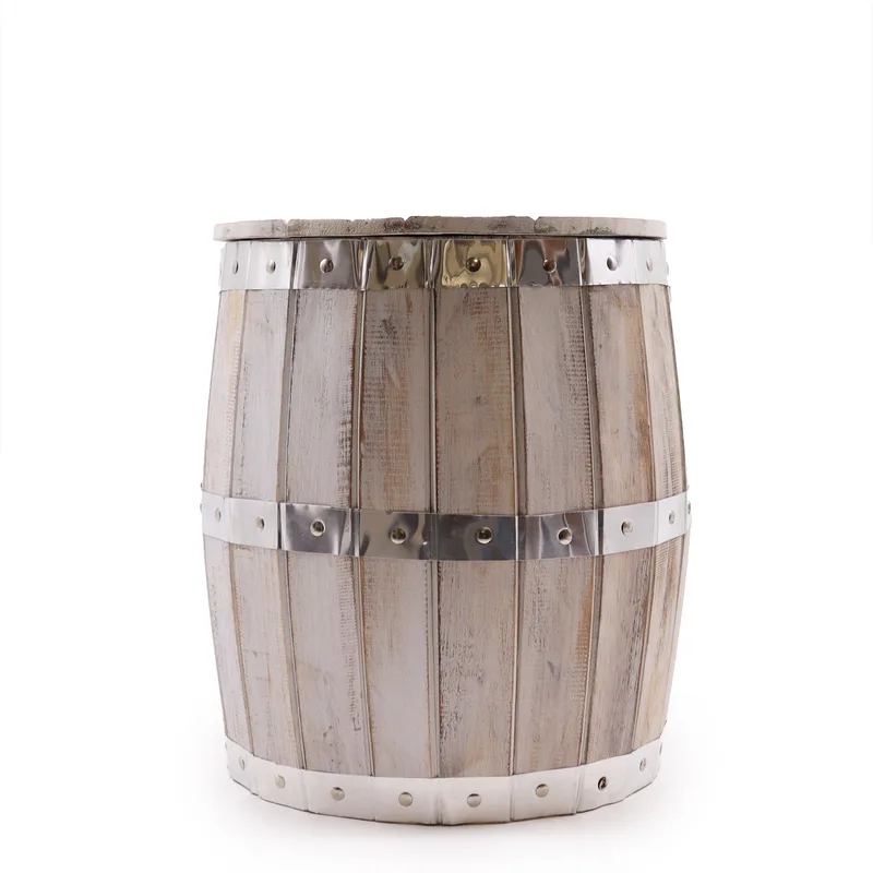 Beer Barrel Stool Whitewash