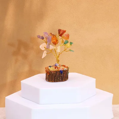 Mini Gemstone Trees On Legno Base - Multi Stones (15 stones)