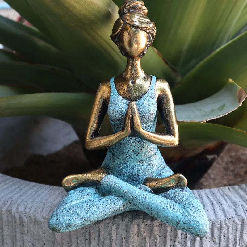 Yoga Lady Figure Bronze & Turqoise 24cm — foto 4