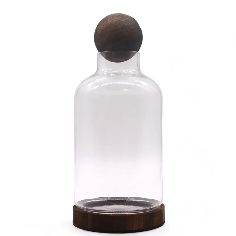 Large Ball Top Terarium on Dark Tung Legno 16x32cm