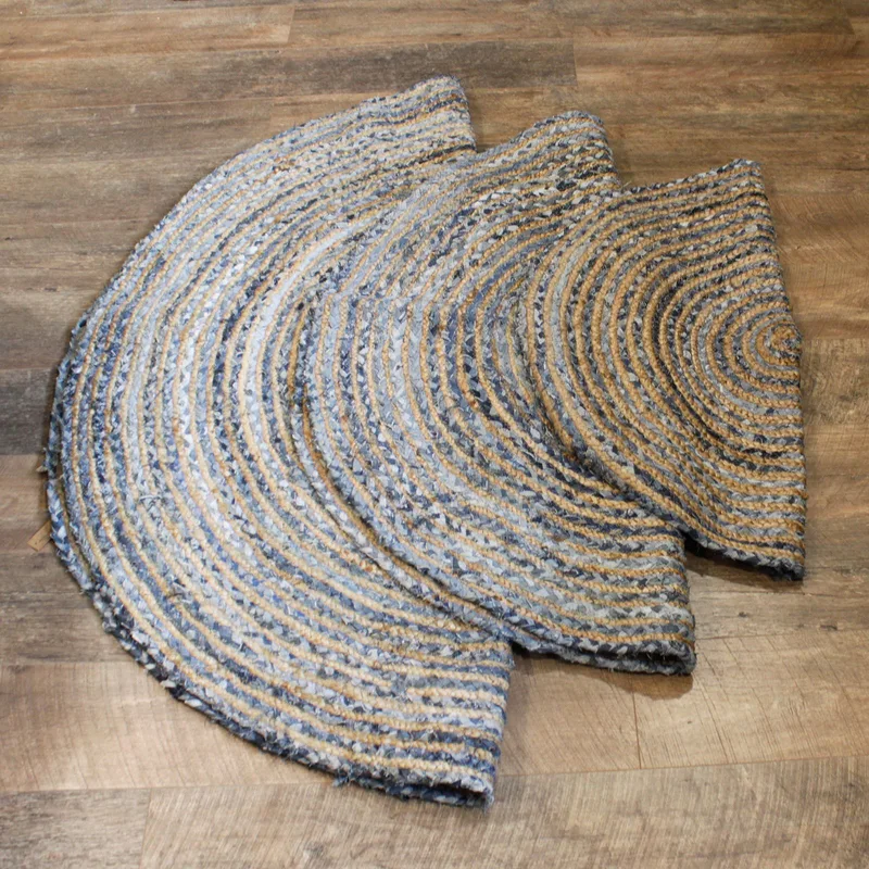 Round Jute and Recycle Denim Rug 150 cm — foto 2