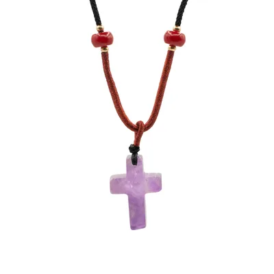 Collana con ciondolo pietra preziosa - Crocifisso ametista