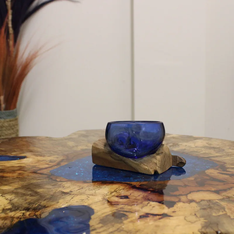 Molton Glass Mini Blu Bowl on Legno — foto 6