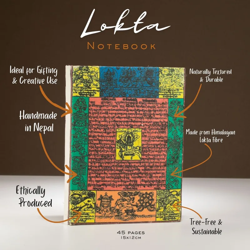 Lokta Traditional Prayer Flag Notebook – Medium (15x12cm) – 45 Leaves – Naturale — foto 2