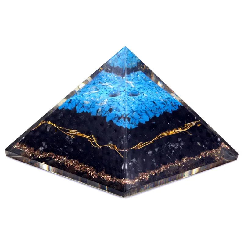 Orgonite Pyramid Turqoise and Nero Tourmaline 70 mm