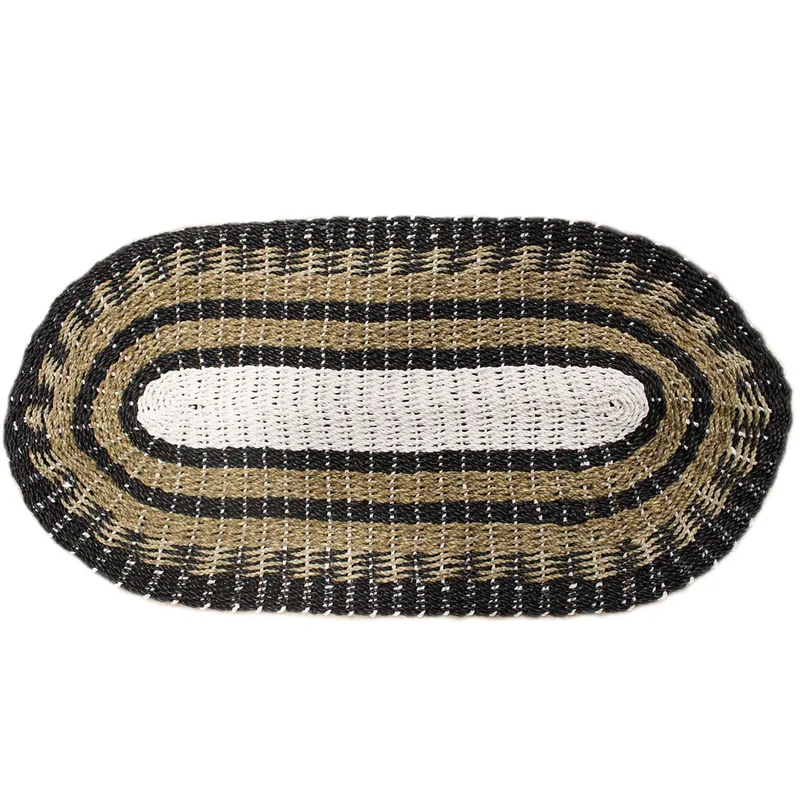 Oval Seagrass Nero Bianco & Tan Classic 60x120cm — foto 3