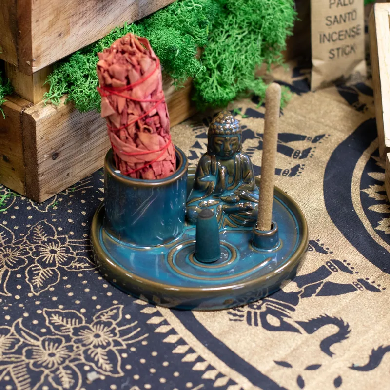 Multi Purpose Buddha Incenso Plate Ceramic Blu — foto 2