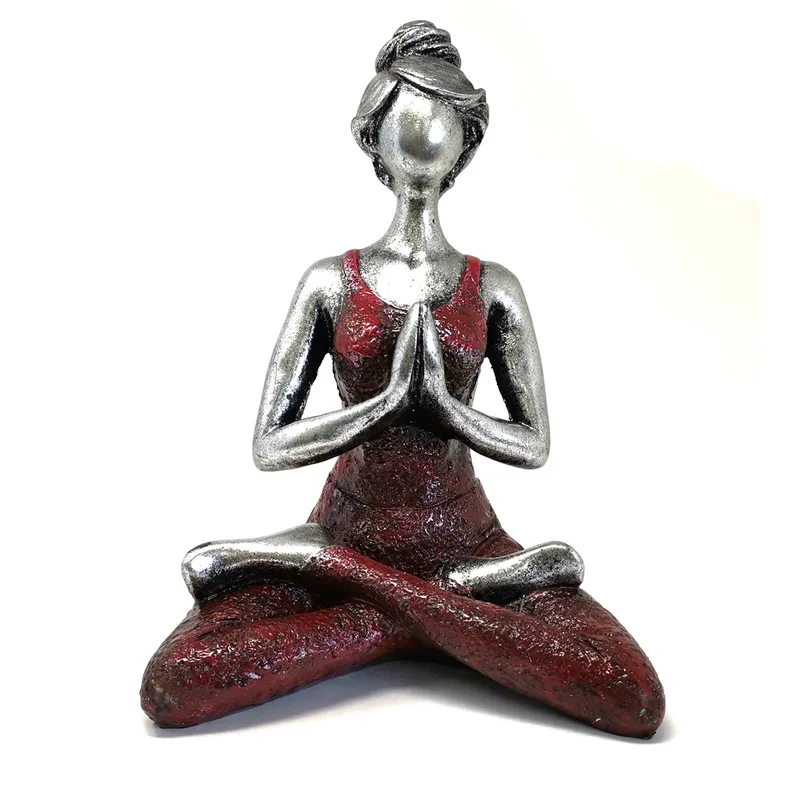 Yoga Lady Figure Argento & Bordeaux 24cm