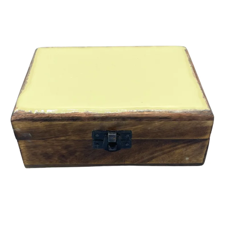 Medium Ceramic Glazed Legno Scatola - 15x10x6cm - Concrete